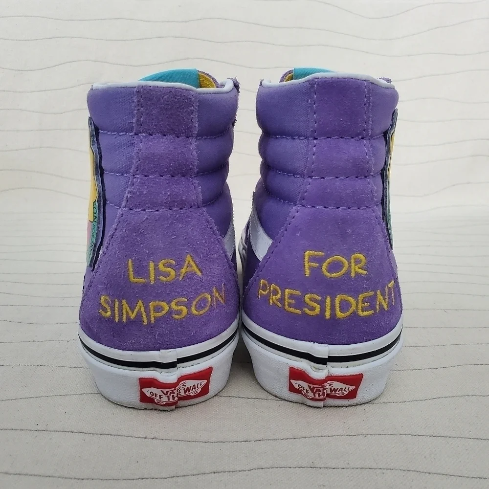 Vans Womens Lisa Simpson for President High Top Purple Suede Shoes Sneakers Sz 5
